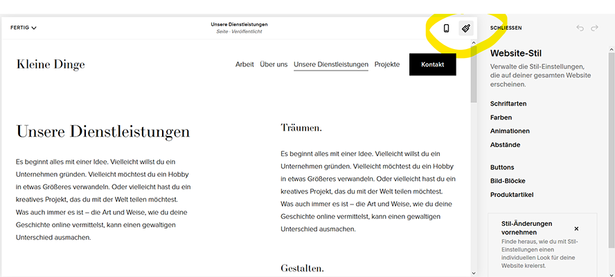 Webseiten-Design-anpassen