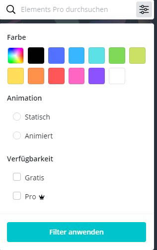 Canva Filterung