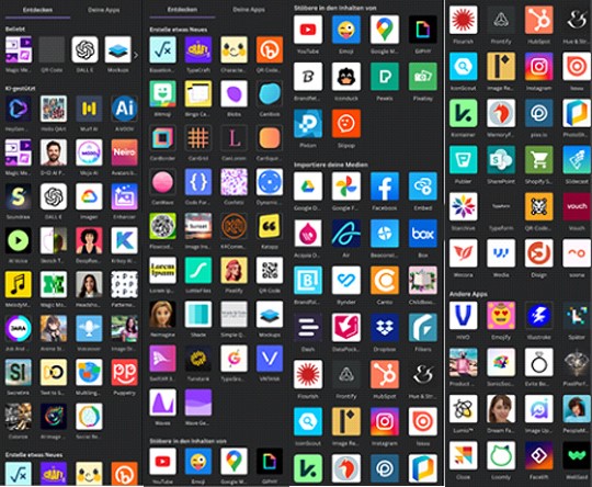 Apps und Plug-ins für canva