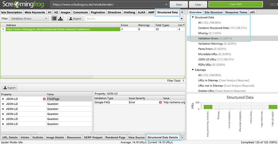 screaming frog structured data validation