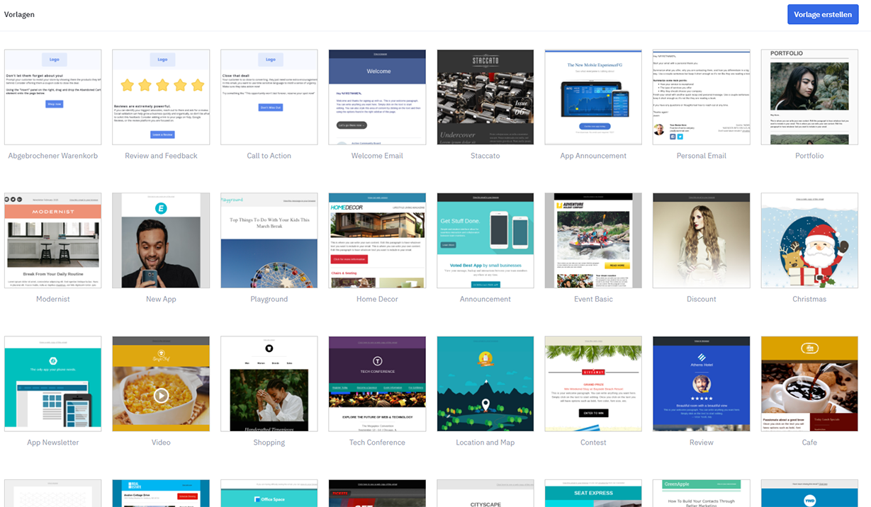 Die Active Campaign Vorlagen Übersicht