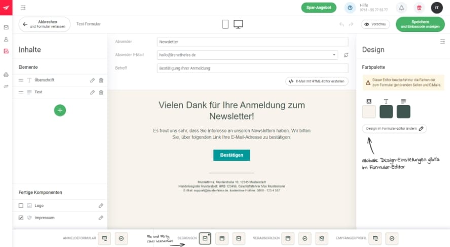 Anmeldeformular Double OptIn Mail