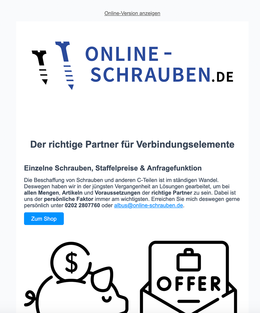 Sendinblue Klassisch gestalteter Newsletter