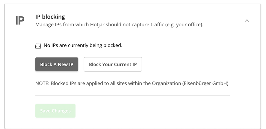 Das IP Blocking bei hotjar