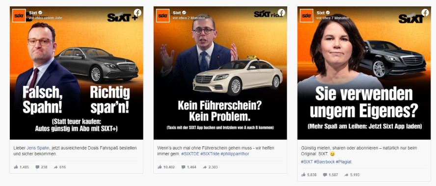 Sixt Autovermietung - Facebook Strecke