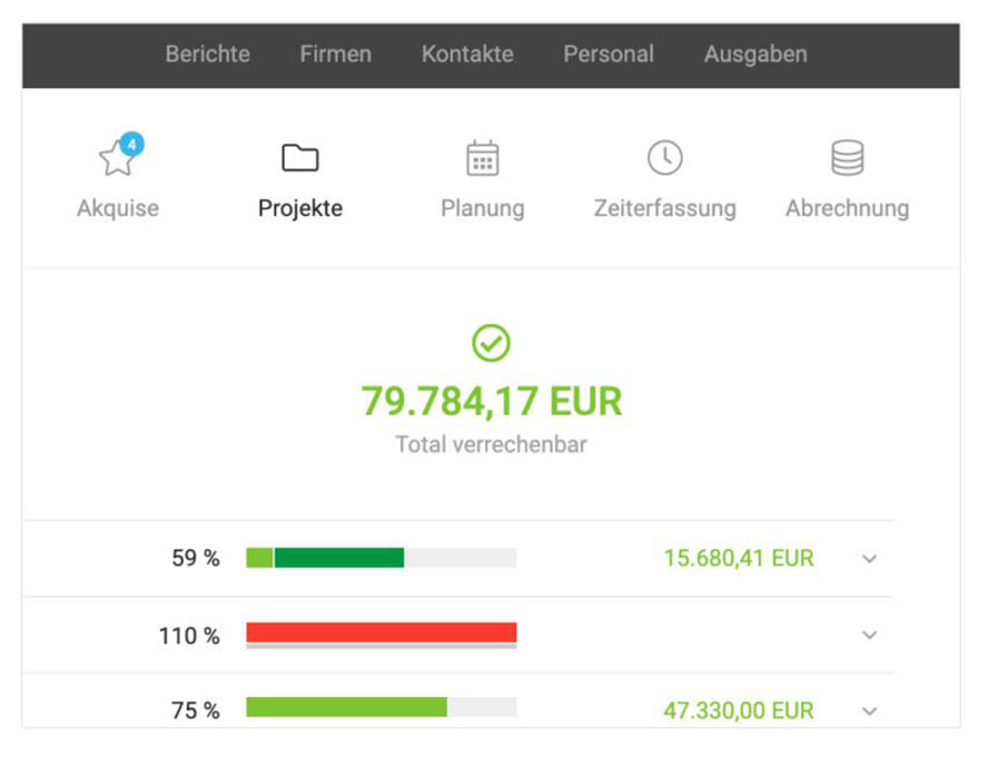 Moco ERP-System Screenshot Webseite