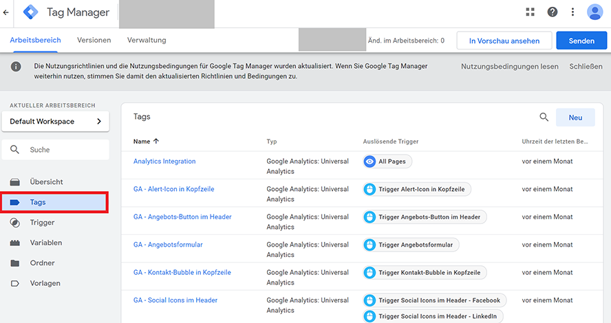 Tags im Google Tag Manager