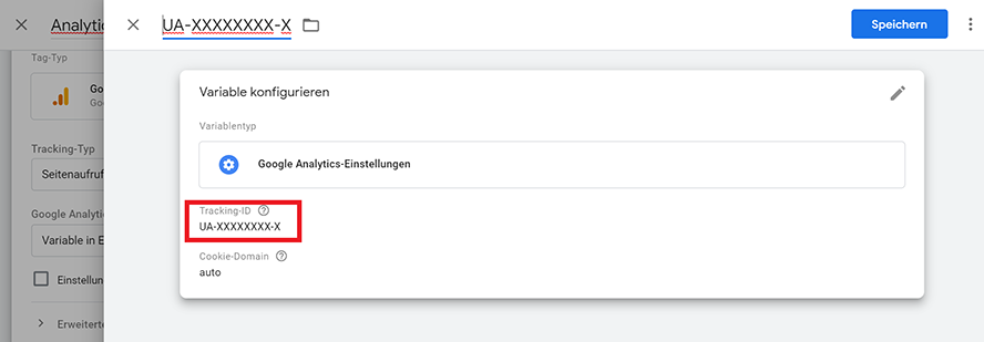 Variable Google Analytics-Einstellungen