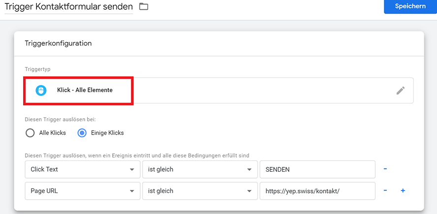 Trigger des Typs “Klick - Alle Elemente”