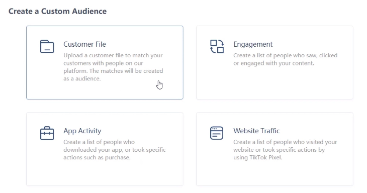 TikTok Custom Audience Möglichkeiten (TikTok Business Help Center)