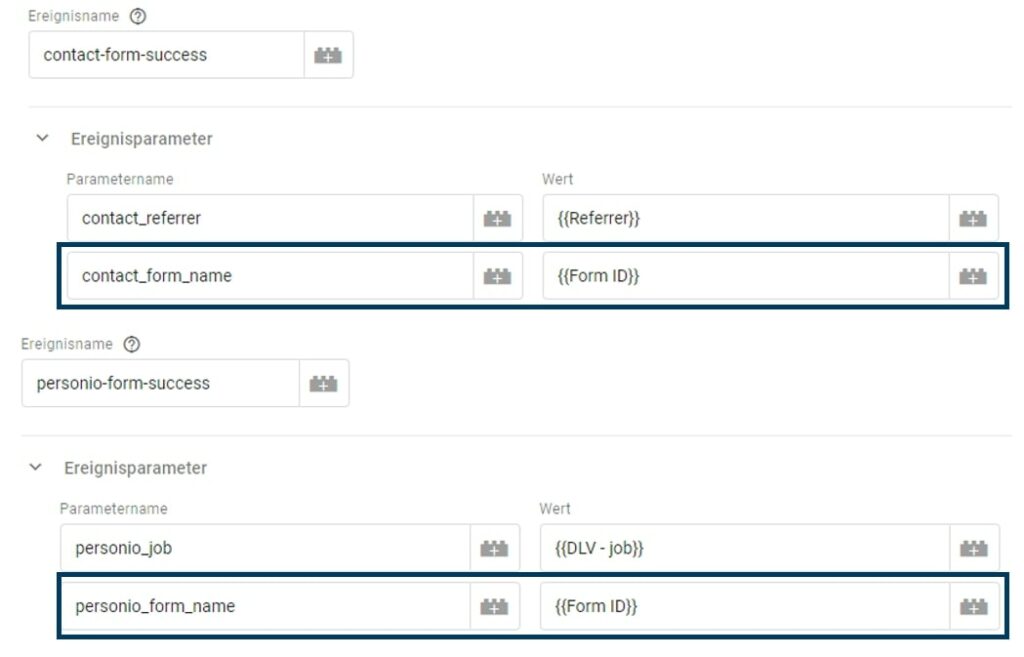 Abb11 - Zwei GA4 Ereignisse mit Parameter