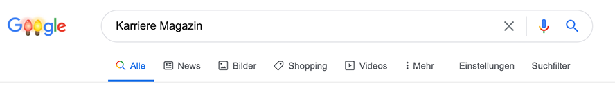 Suchanfrage Karriere Magazin bei der Google-Suche.