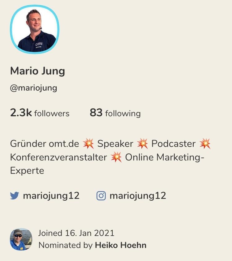 Clubhouse-Profil Mario Jung