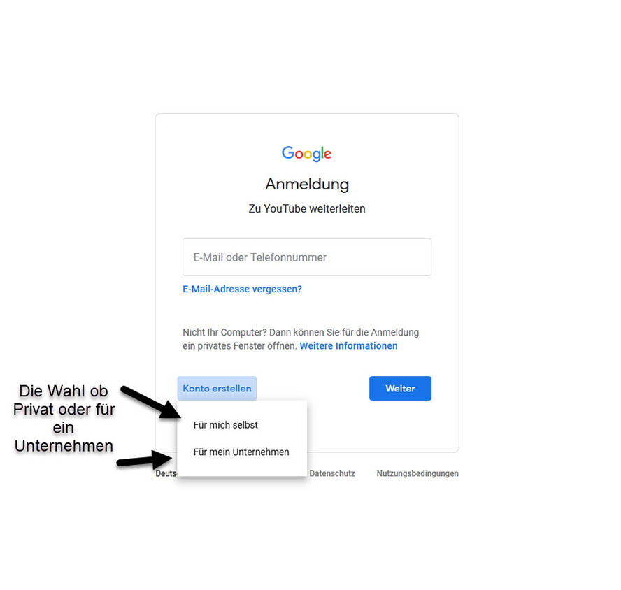 3.Schritt - Privat oder Unternehmen