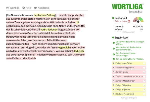 Satz aus Mark Twains "Die Schrecken der deutschen Sprache" 