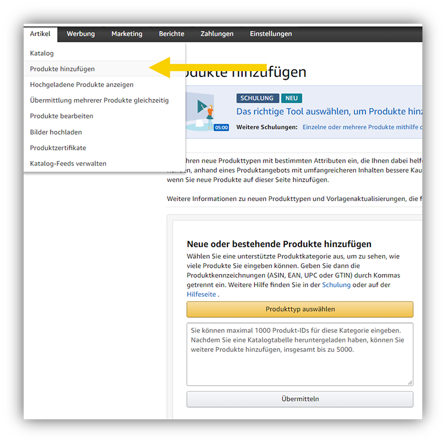 Amazon_Vendor_Central_Produkt_anlegen