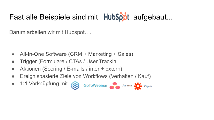 Ein Gros der Beispiele ist mit HubSpot aufgebaut