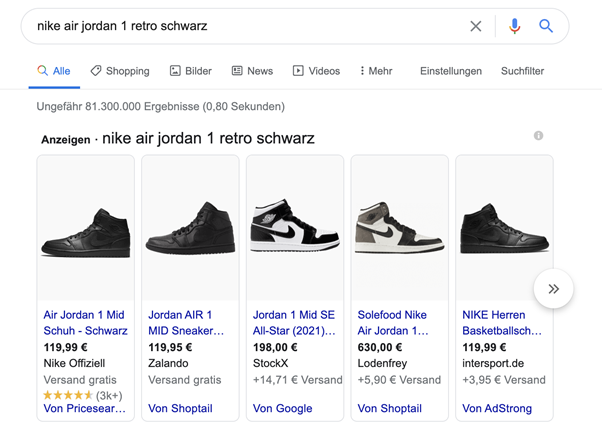 Google Shopping Anzeige Beispiel