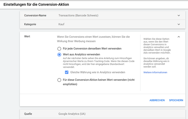 Conversion-Aktion Google Ads