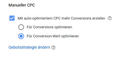 Einstellungen Gebotsstartegie Google Ads Kampagne