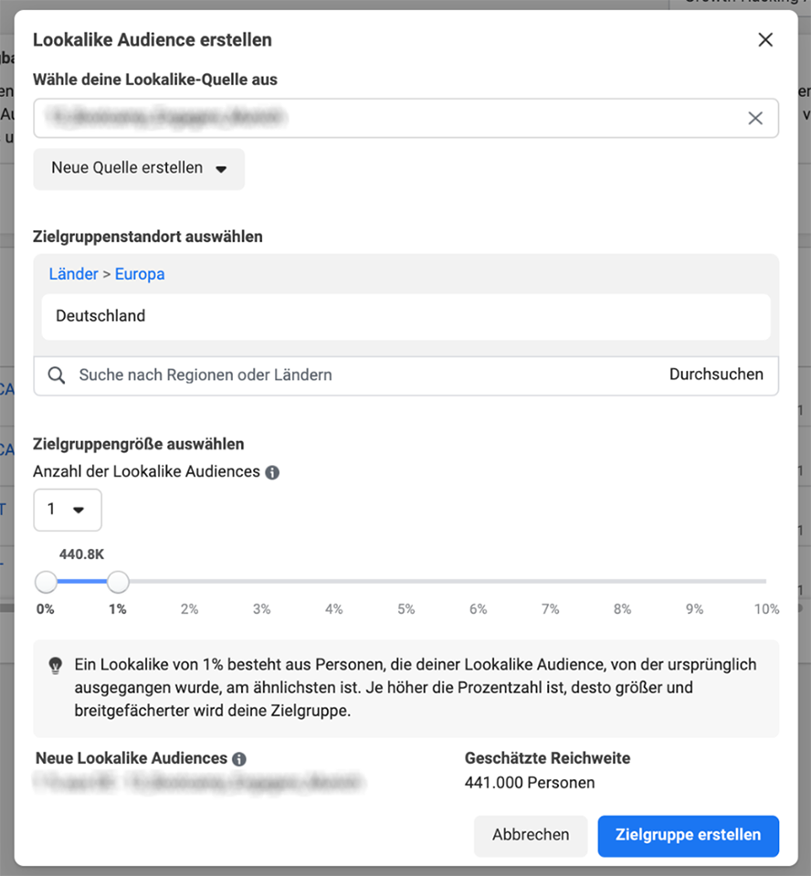 Lookalike Audience Facebook Werbenazeigenmanager