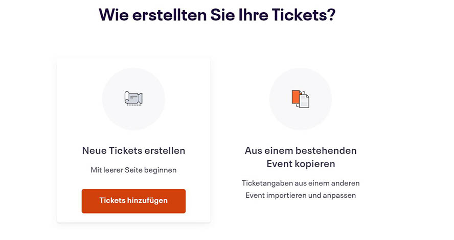 Auswahl zur Art der Ticketerstellung