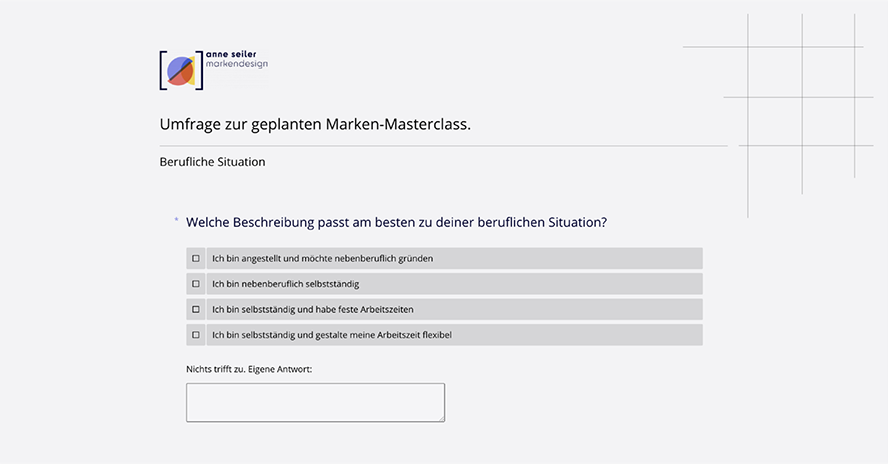 Beispiel Umfrageseite aus easyfeedback von anneseiler.de.