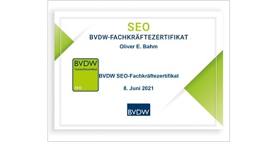 SEO PREMIUM AGENTUR STUTTGART Zertifikat