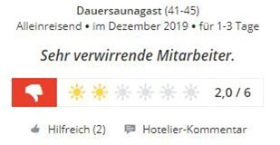 Beispiel für negative Bewertung auf HolidayCheck