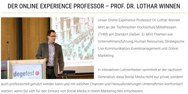 Online Experience Professor Prof. Dr. Lothar Winnen