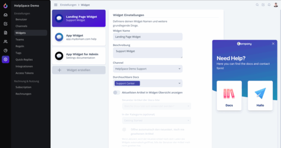 HelpSpace Widgets