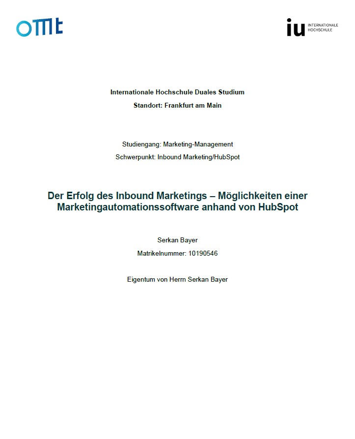 Der Erfolg des Inbound Marketings – Möglichkeiten einer Marketingautomationssoftware anhand von HubSpot