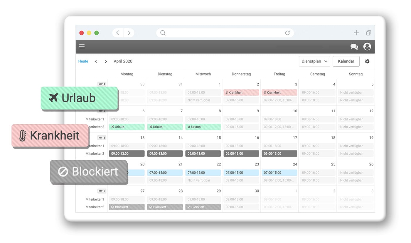 Online-Dienstplan - Personalplanung einfach wie nie 