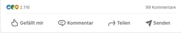 Screenshot der Interaktionsmöglicjkeiten mit einem Post auf LinkedIn