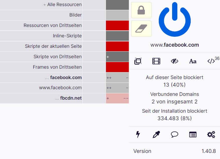 JavaScript blockieren mit  dem Tracking- und Werbeblocker uBlock Origin