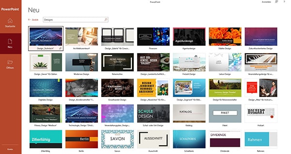 Microsoft PowerPoint Benutzeroberfläche