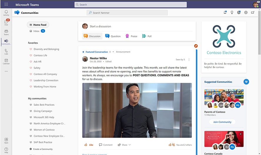 Microsoft Teams Benutzeroberflaeche