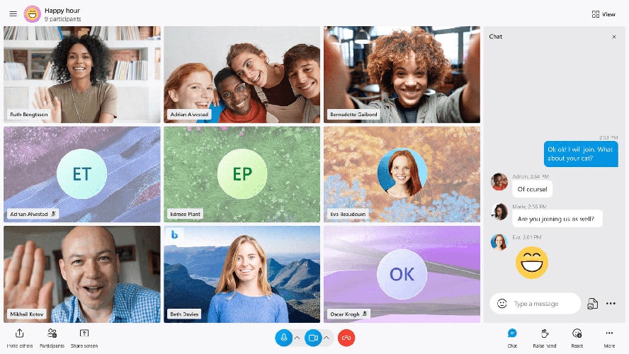 Skype Videokonferenz und Chatfunktion