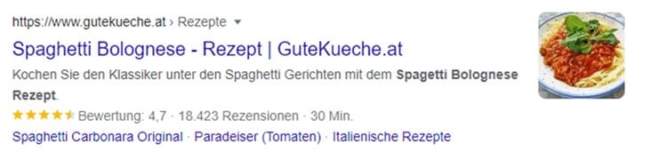 Beispiel eines Rich Snippets