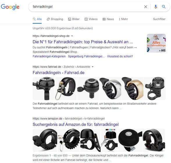 Google-Suche Fahrradklingel
