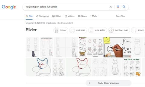 Google-Suche katze malen schritt für schritt