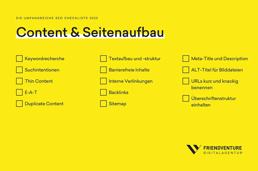 SEO-Checklist-Content und Seitenaufbau