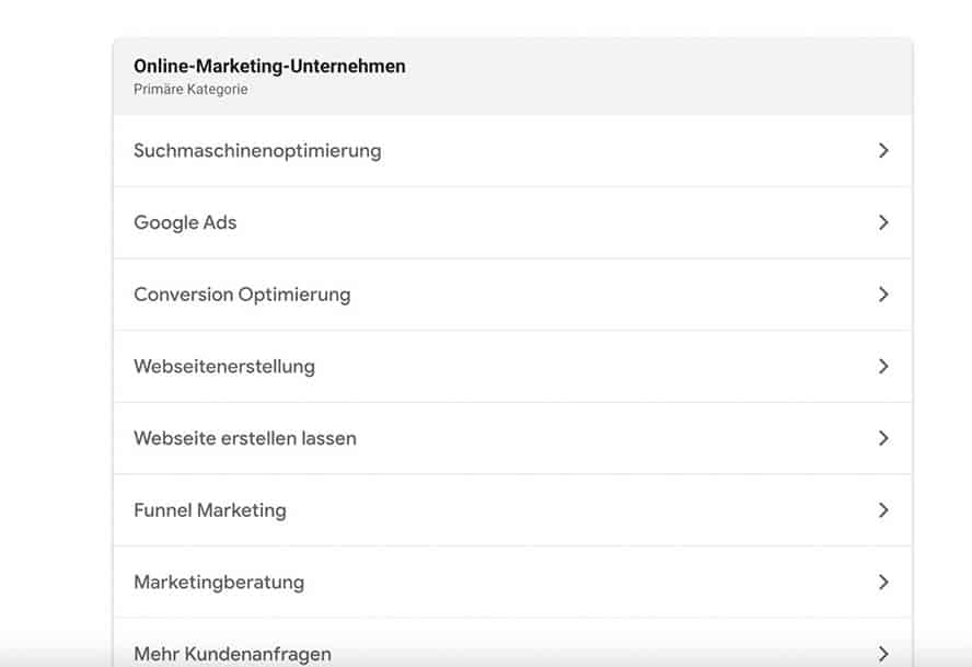 Die Ansicht Leistungen in Deinem Google My Business Account.