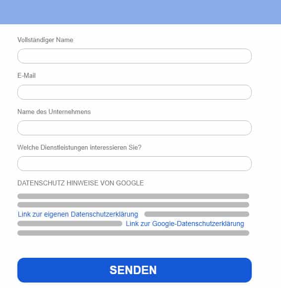 Lead-Formularerweiterung und hinterlegtes Lead-Formular in einer Google-Ads-Suchanzeige auf dem Smartphone