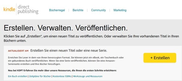 Amazon Screenshot neuen Titel oder Serie erstellen