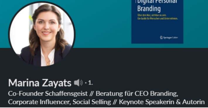 Linkedin Beispiel Profilslogan Marina Zayats