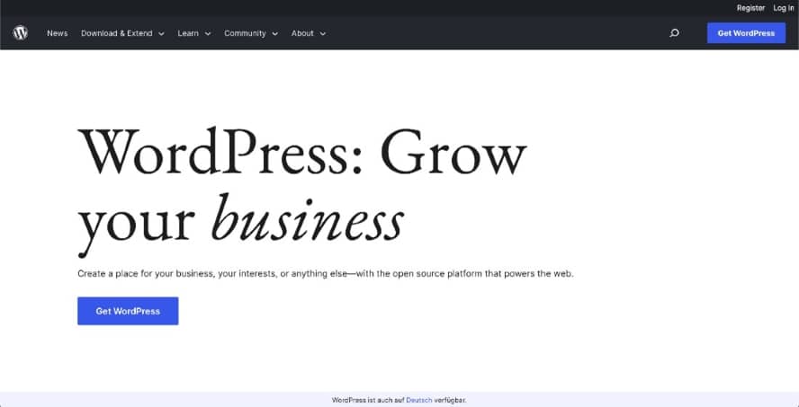 Wordpress Übersicht Webseite