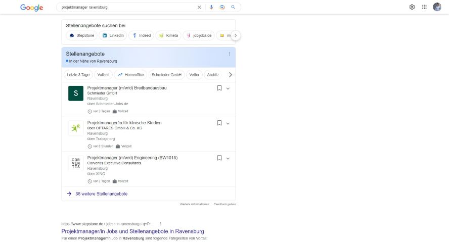 Screenshot Google for Jobs
