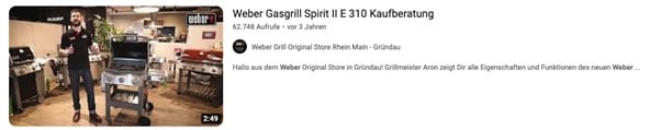 Screenshot Grill Weber Spirit 2 Video-Content Anzeige