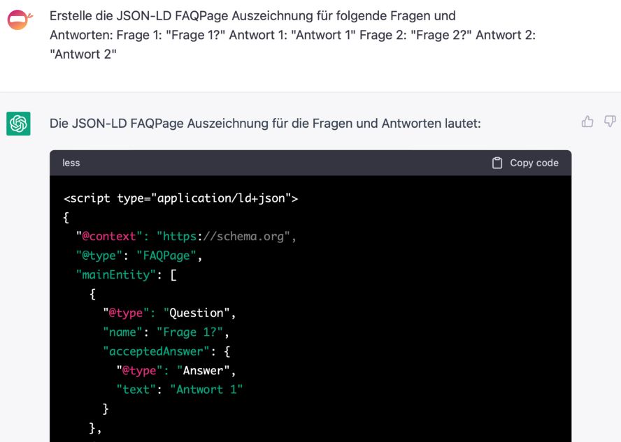 Beispielabfrage ChatGPT JSON-LD 